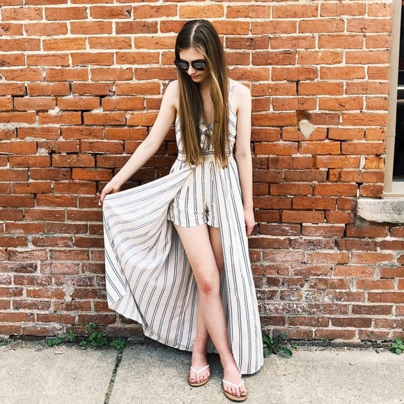 Rue21 Dresses & Skirts - Rue 21 Cream and Blue Striped Dress Romper